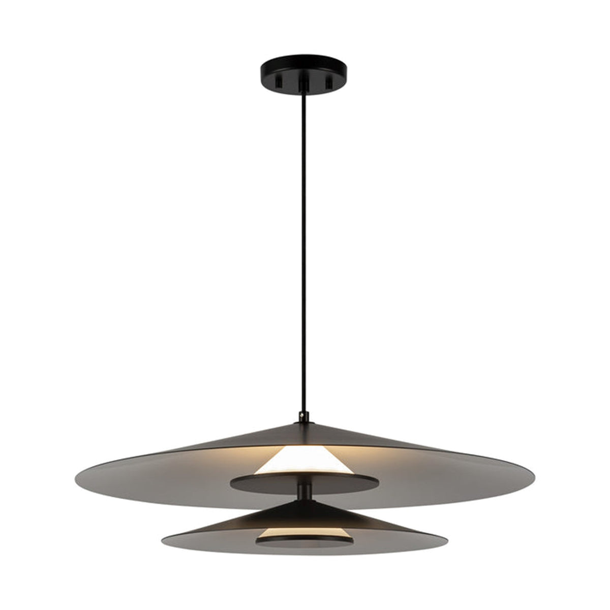 Kuzco Cruz 24in LED Pendant | Black/White Metal and Frosted Acrylic Diffuser | Dining Room & Kitchen Island | 2600lm 3000K | Model PD22907-BK-WH