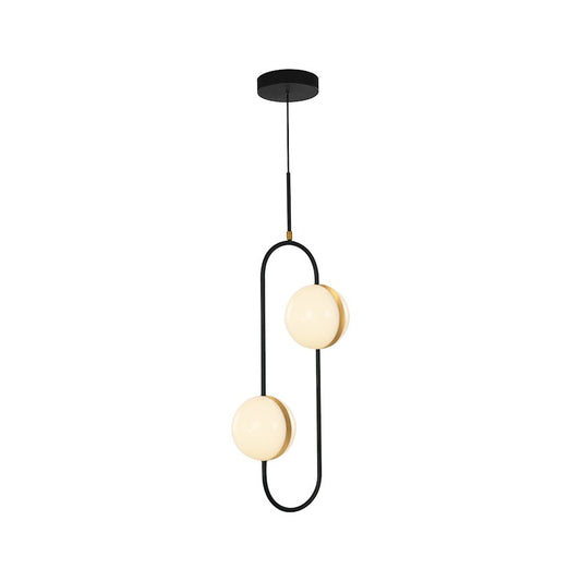 Alora Tagliato 2 Head LED Pendant, Black/Gold/Frosted Acrylic - PD302002MBBG