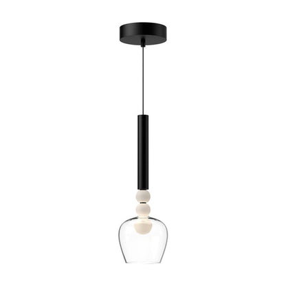 Kuzco Rise 17in 1-Light LED Pendant | Modern Black Aluminum and Clear Glass with White Diffuser | Kitchen Island & Dining Room | Model PD30501-BK-CL