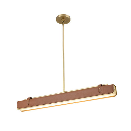 Alora Valise 31" LED Pendant, Brass/Cognac Leather/Frost Acrylic - PD307931VBCL