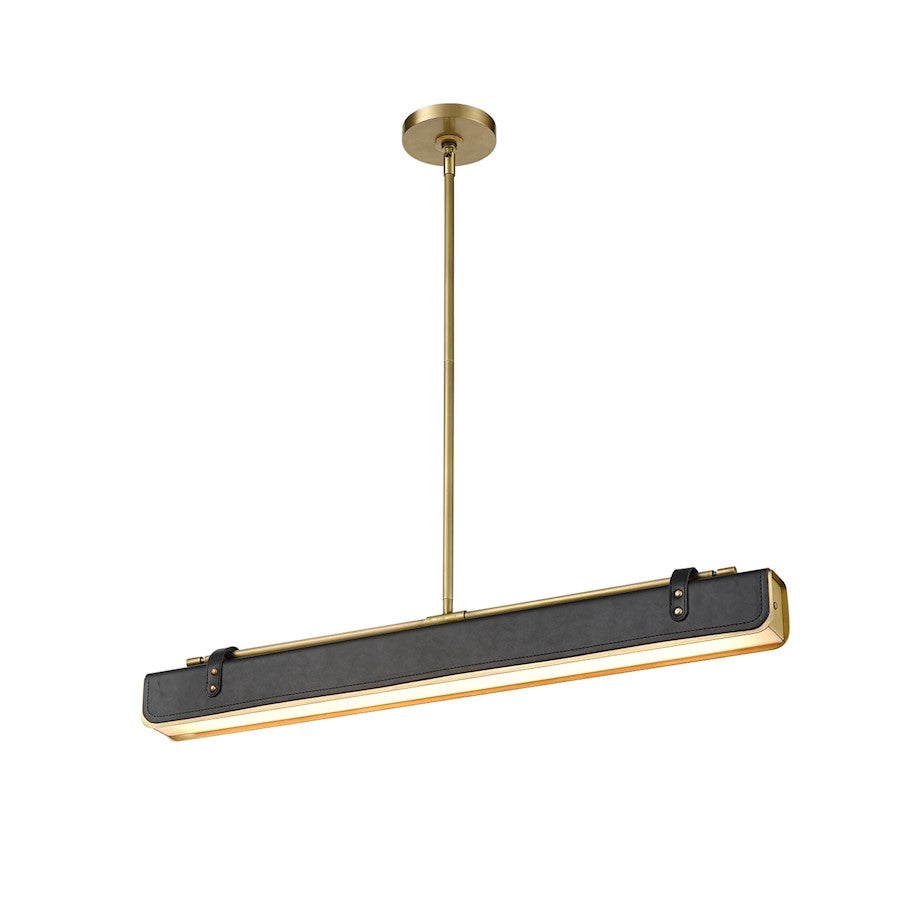 Alora Valise 31" LED Pendant, Brass/Tuxedo Leather/Frost Acrylic - PD307931VBTL