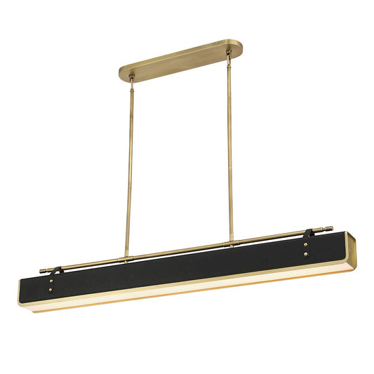 Alora Valise 60" LED Pendant, Brass/Tuxedo Leather/Frost Acrylic - PD307960VBTL