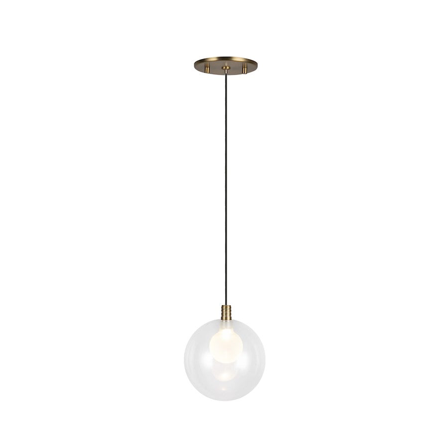 Kuzco Bolla 6in 1-Light Pendant | Modern Brushed Gold Steel and Clear Glass | Kitchen Island & Dining Room | 5.5 x 5.5 x 6 in | Model PD3106-BG