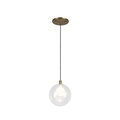 Kuzco Bolla 6in 1-Light Pendant | Modern Brushed Gold Steel and Clear Glass | Kitchen Island & Dining Room | 5.5 x 5.5 x 6 in | Model PD3106-BG