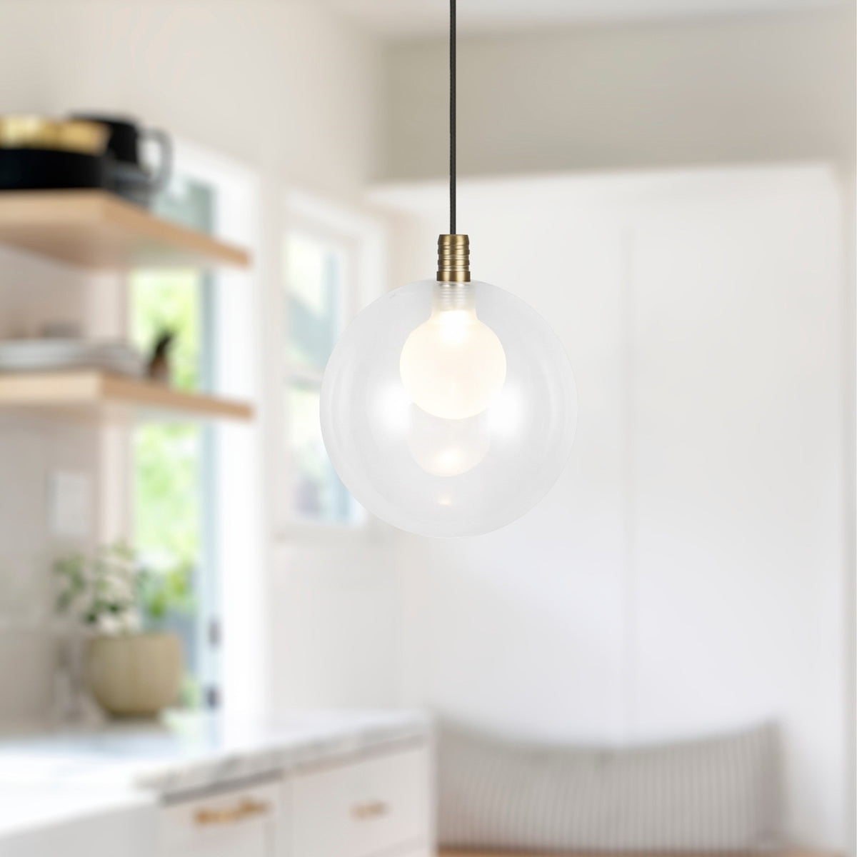 Kuzco Bolla 6in 1-Light Pendant | Modern Brushed Gold Steel and Clear Glass | Kitchen Island & Dining Room | 5.5 x 5.5 x 6 in | Model PD3106-BG