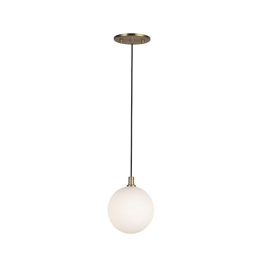Kuzco Bolla 6in 1-Light Pendant | Modern Brushed Gold Steel and Opal Glass Shade | Kitchen Island & Dining Room | 6 x 5.5 in | Model PD3106-BG-OP