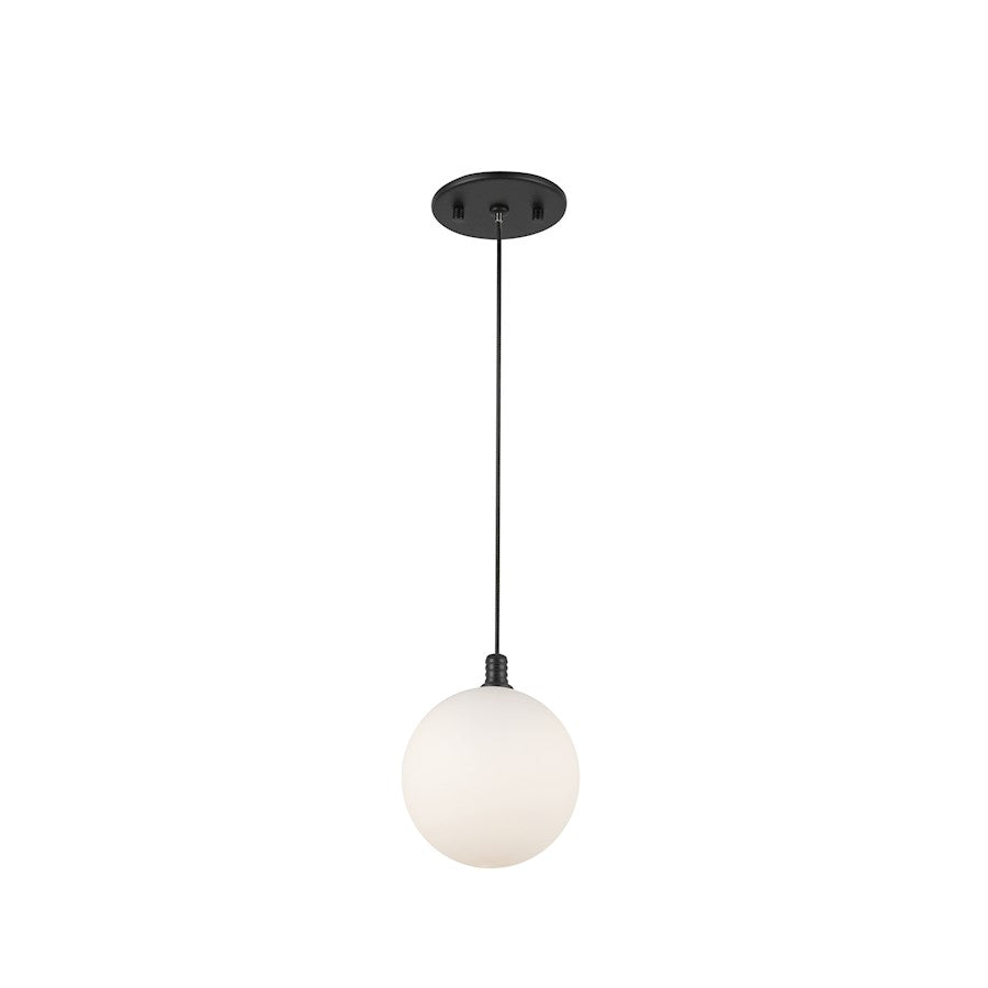 Kuzco Bolla 6in 1-Light Pendant | Modern Black Steel and Opal Glass | Kitchen Island & Dining Room | 5.5 x 5.5 x 6 in | Model PD3106-BK-OP