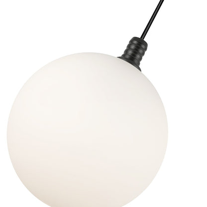 Kuzco Bolla 6in 1-Light Pendant | Modern Black Steel and Opal Glass | Kitchen Island & Dining Room | 5.5 x 5.5 x 6 in | Model PD3106-BK-OP