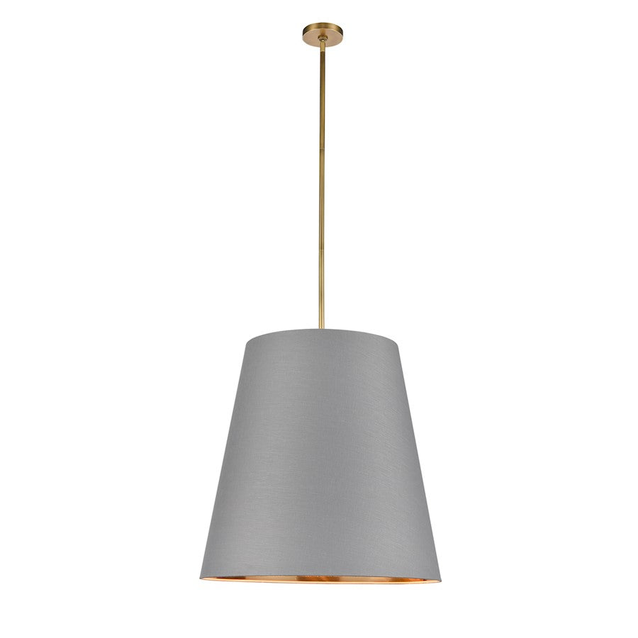 Alora Calor 3 Light 25" Pendant, Gray Linen/Gold Parchment/Brass - PD311025VBGG