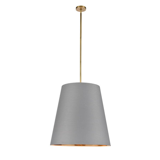 Alora Calor 3 Light 25" Pendant, Gray Linen/Gold Parchment/Brass - PD311025VBGG