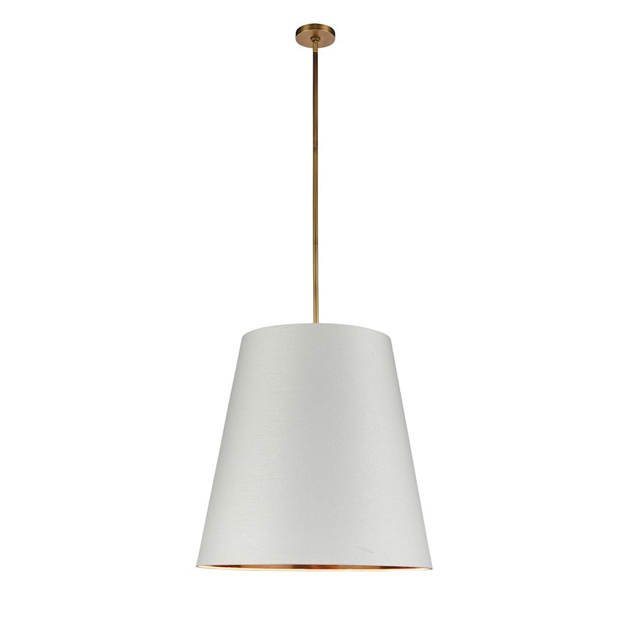 Alora Calor 3 Light 25" Pendant, Brass/White Linen/Gold Parchment - PD311025VBWG