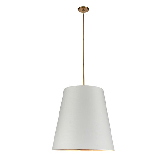 Alora Calor 3 Light 25" Pendant, Brass/White Linen/Gold Parchment - PD311025VBWG