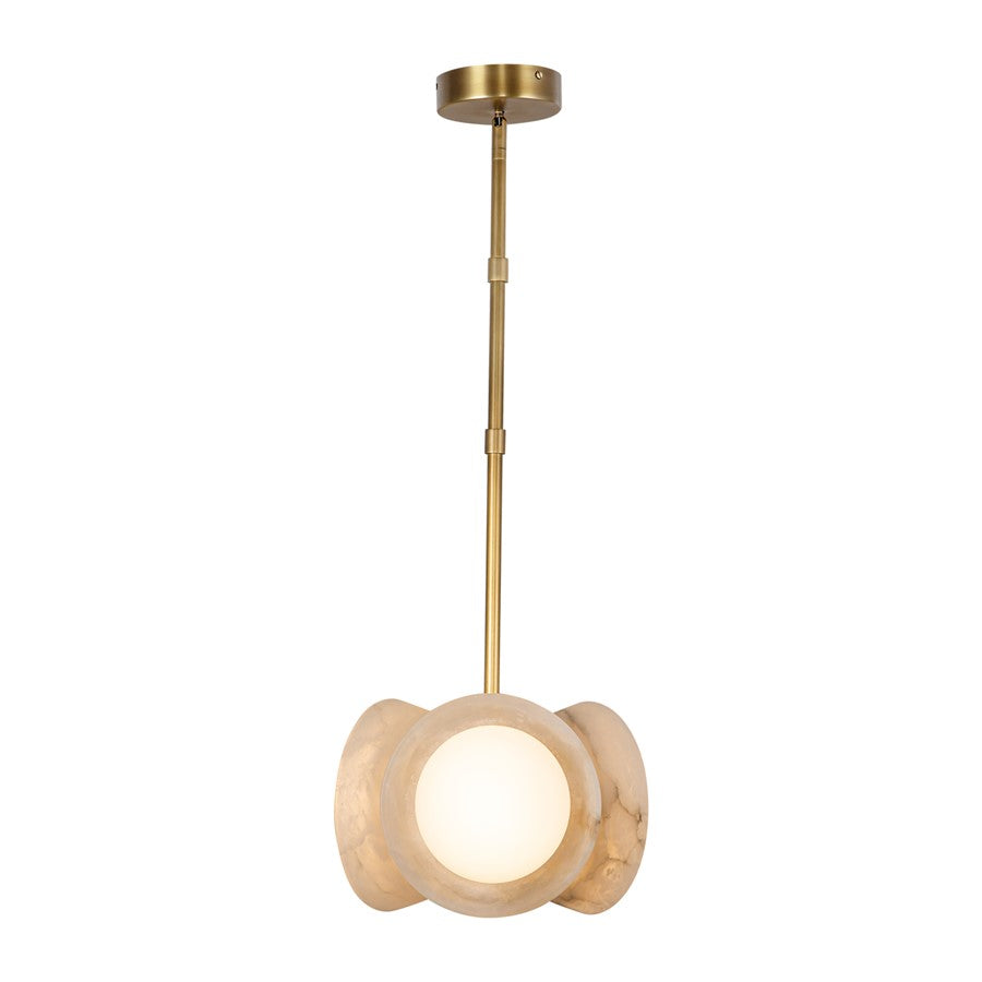 Kuzco Alonso 13"LED Pendant, Brass/Alabaster/Alabaster Shade