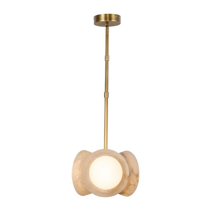 Kuzco Alonso 13"LED Pendant, Brass/Alabaster/Alabaster Shade