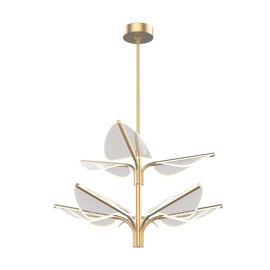 Alora Flora 8 Head LED Pendant, Brass/Clear Acrylic Guide Panel - PD321132NB