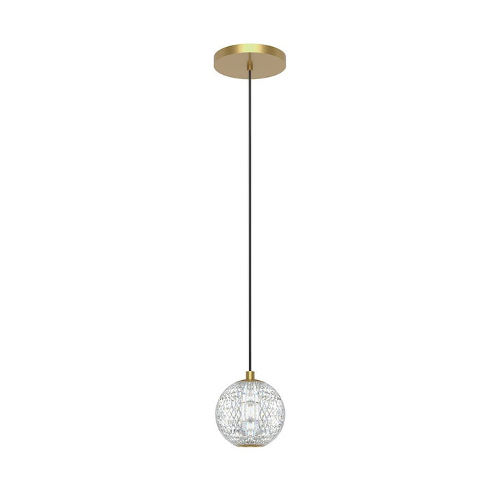 Alora Marni 5" LED Pendant, Natural Brass/Clear Carved Acrylic - PD321201NB