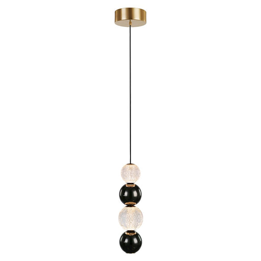 Alora Onyx 5" LED Pendant, Natural Brass/Clear Carved Acrylic - PD321815NB