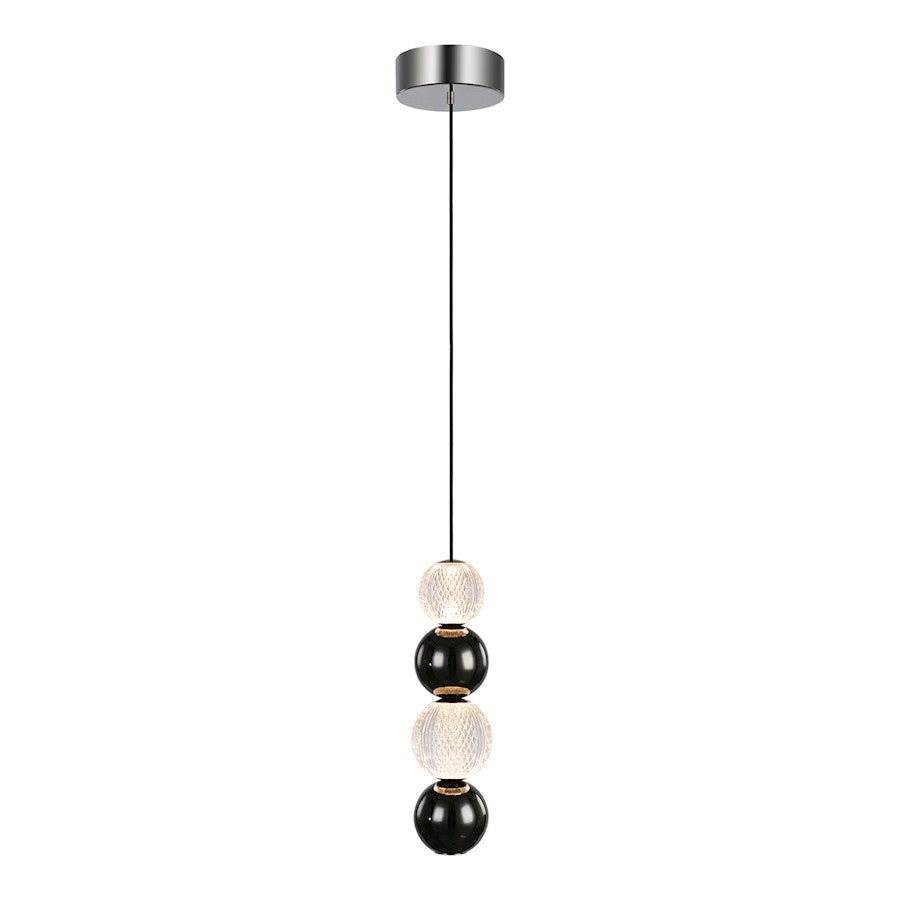 Alora Onyx 5" LED Pendant, Polished Nickel/Clear Carved Acrylic - PD321815PN