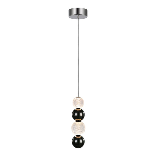 Alora Onyx 5" LED Pendant, Polished Nickel/Clear Carved Acrylic - PD321815PN