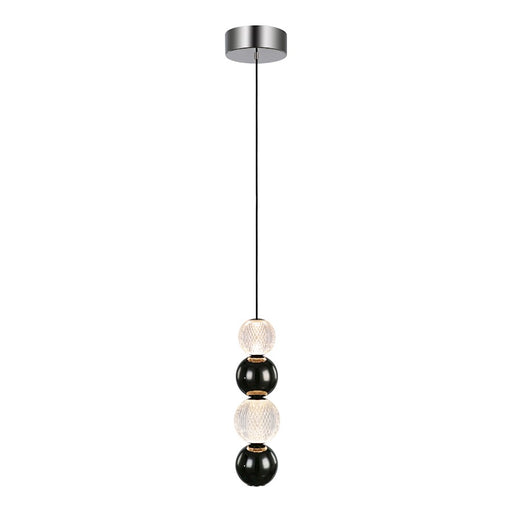 Alora Onyx 5" LED Pendant, Polished Nickel/Clear Carved Acrylic - PD321815PN
