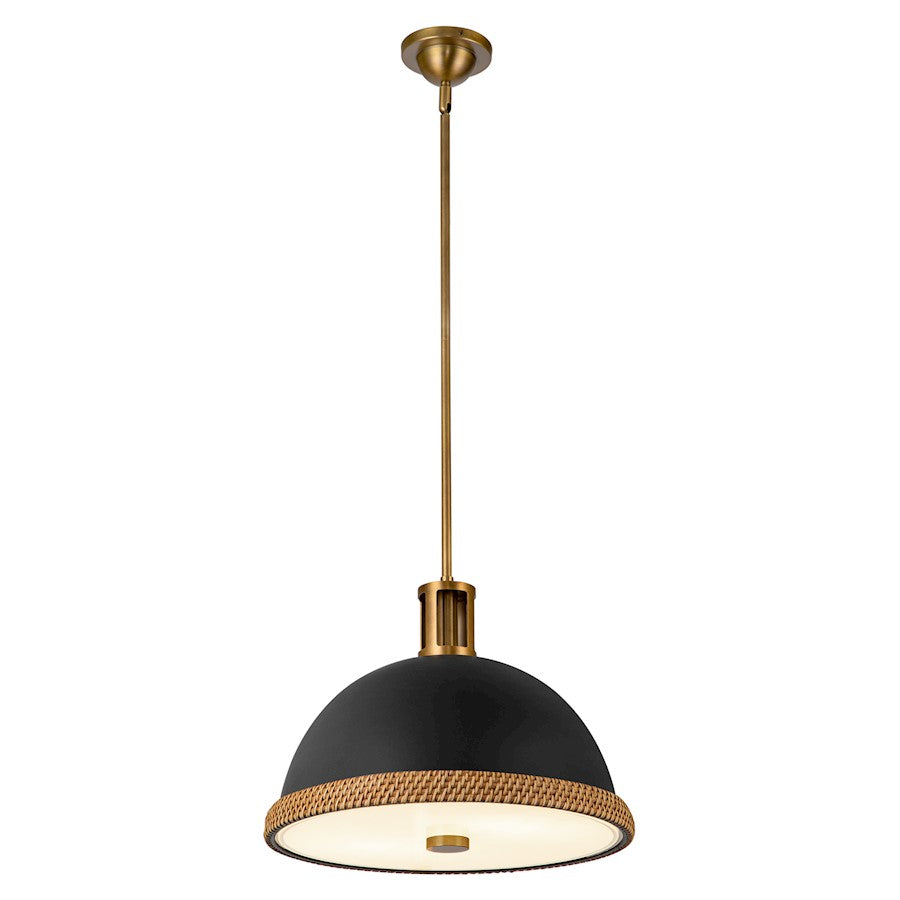 Alora Doral 2 Light 16" Pendant, Black/Vintage Brass/Frosted - PD331016MBVB