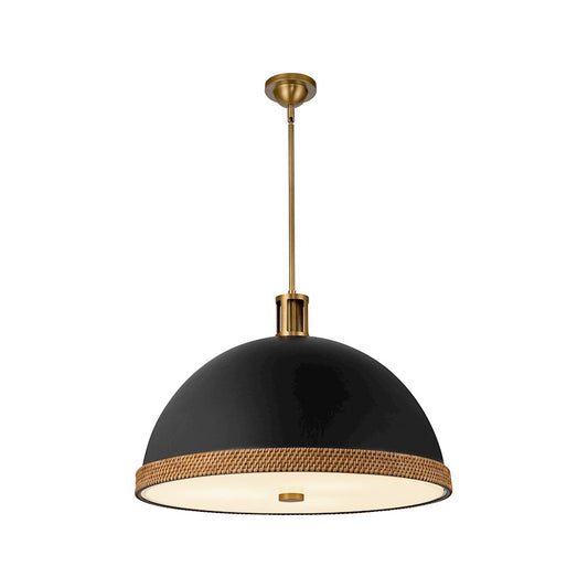 Alora Doral 3 Light 24" Pendant, Black/Vintage Brass/Frosted - PD331024MBVB