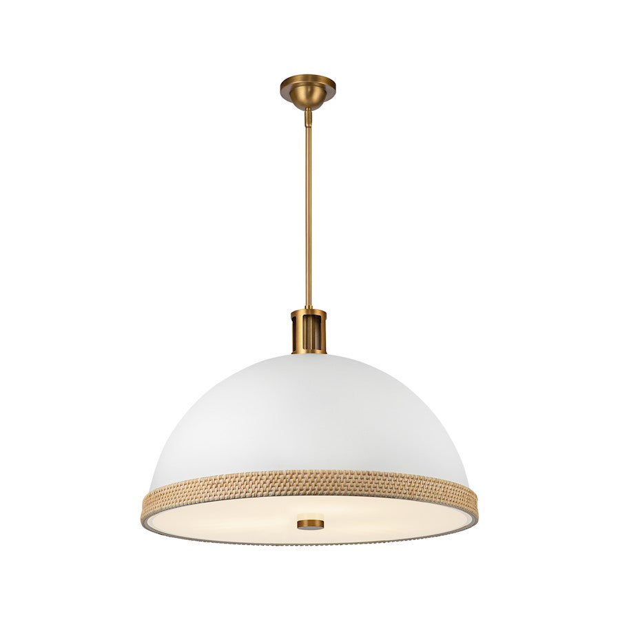 Alora Doral 3 Light 24" Pendant, White/Vintage Brass/Frosted - PD331024MWVB