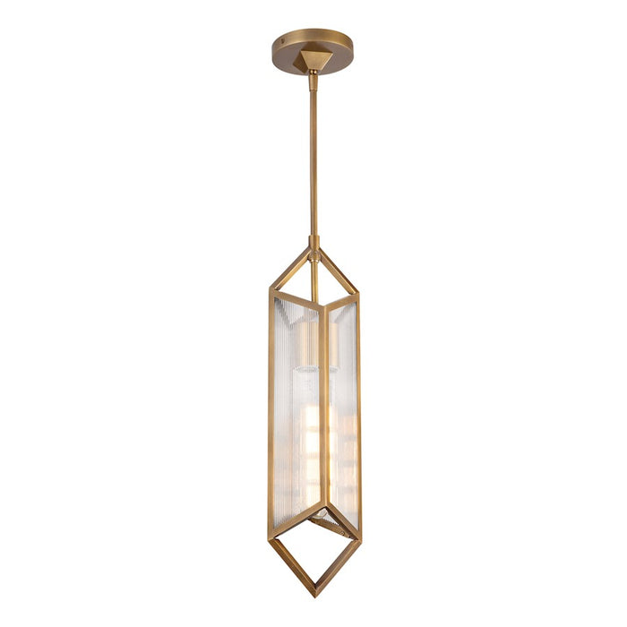 Alora Cairo 1 Light 19" Pendant, Ribbed/Brass/Clear Ribbed - PD332119VBCR