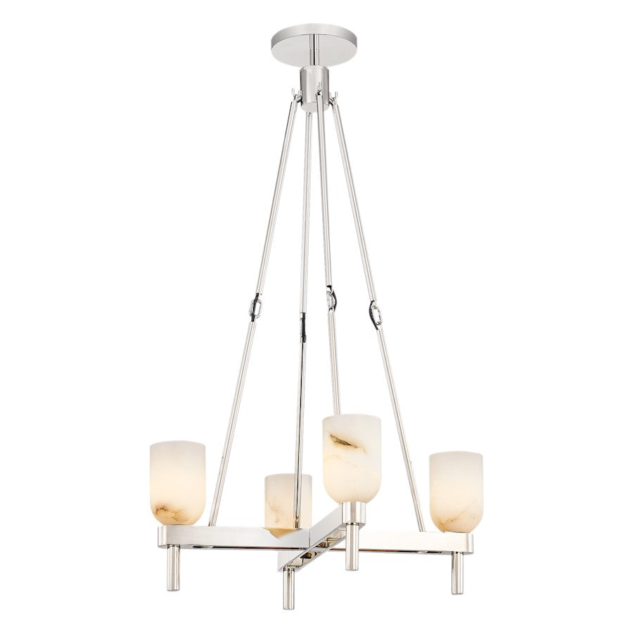 Alora Lucian 4 Light 22" Pendant, Nickel/Alabaster/Clear Crystal - PD338422PNAR