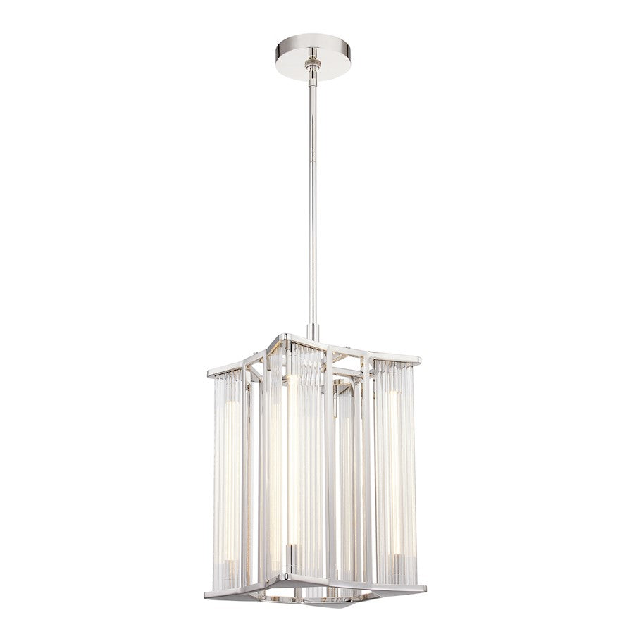 Alora Sabre 11" LED Pendant, Polished Nickel/Ribbed/Clear - PD339415PNCR