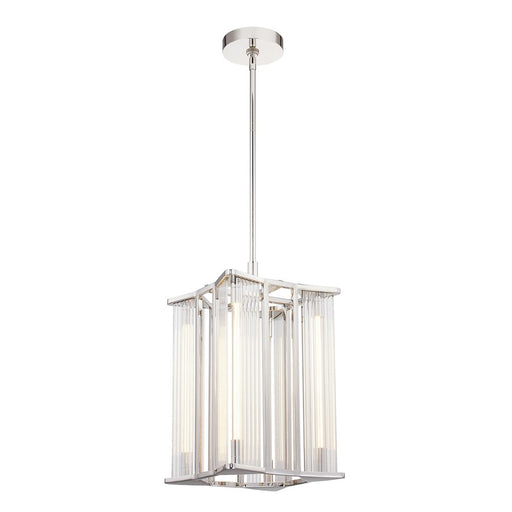 Alora Sabre 11" LED Pendant, Polished Nickel/Ribbed/Clear - PD339415PNCR
