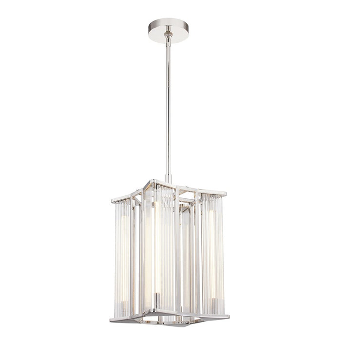 Alora Sabre 11" LED Pendant, Polished Nickel/Ribbed/Clear - PD339415PNCR