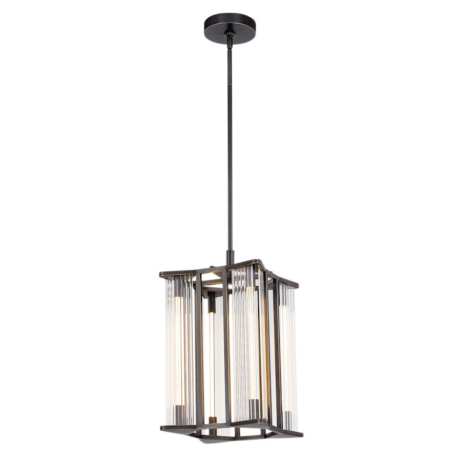 Alora Sabre 11" LED Pendant, Ribbed/Urban Bronze/Clear - PD339415UBCR