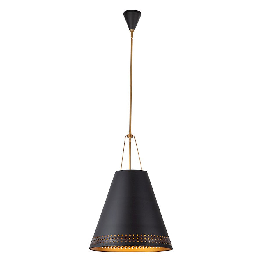 Alora Brickell 3 Light 20" Pendant, Matte Black/Hazelnut Leather - PD342020MBHL