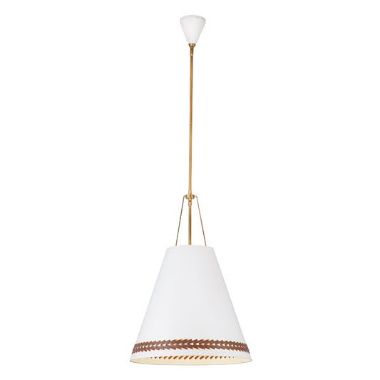 Alora Brickell 3 Light 20" Pendant, Matte White/Hazelnut Leather - PD342020MWHL