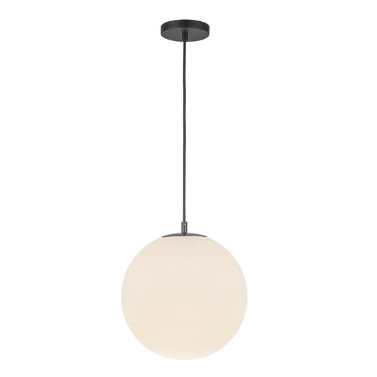 Kuzco Marco 12" Socket Pendant, Black/Opal Glass/Opal Glass - PD34212-BK-OP