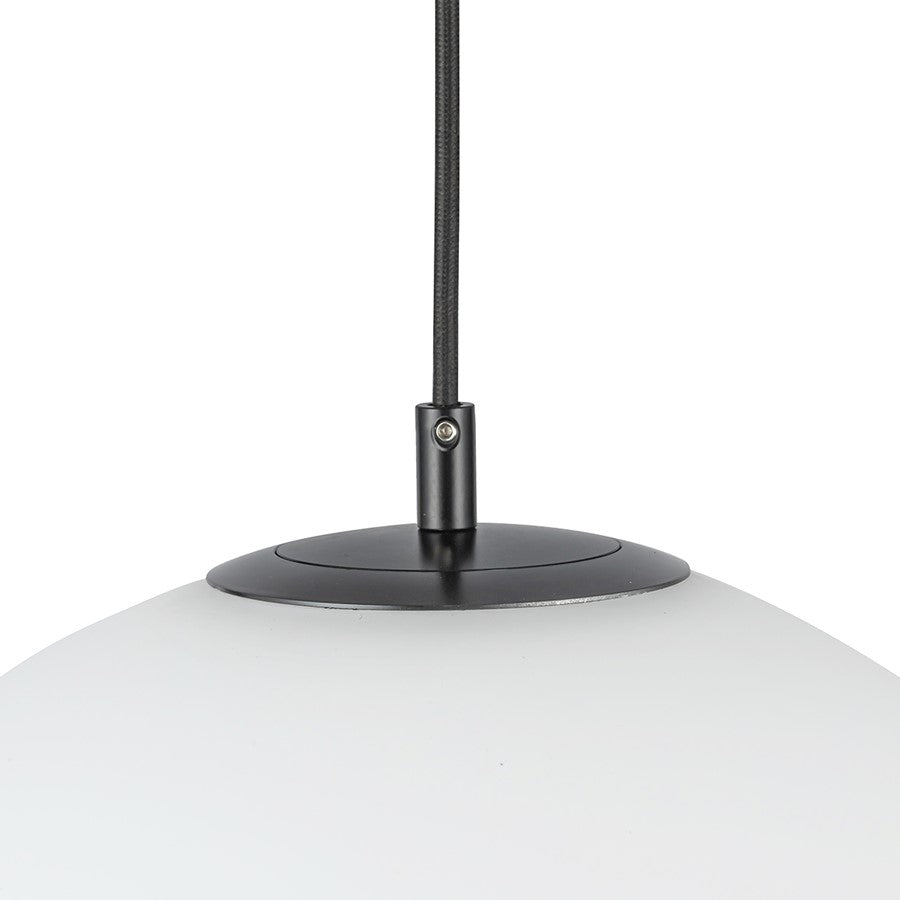 Kuzco Marco 12" Socket Pendant, Black/Opal Glass/Opal Glass