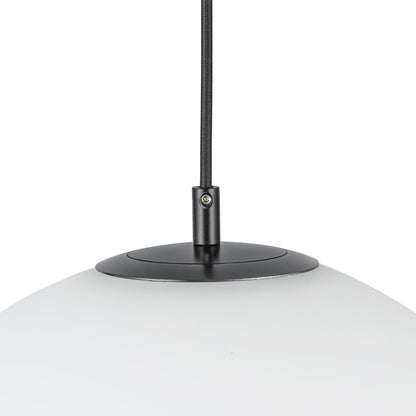 Kuzco Marco 12" Socket Pendant, Black/Opal Glass/Opal Glass