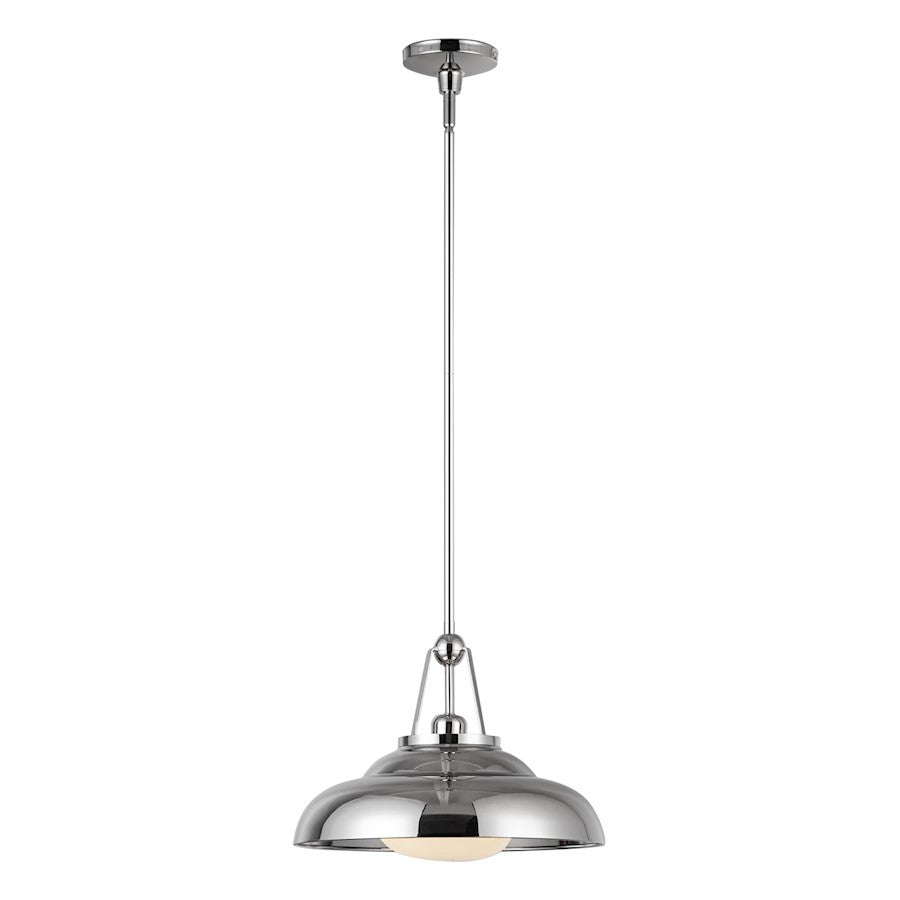 Alora Palmetto 1 Light 14" Pendant, Polished Nickel/Glossy Opal - PD344014PNGO