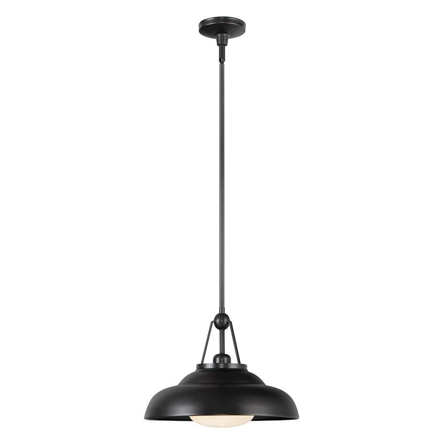 Alora Palmetto 1 Light 14" Pendant, Urban Bronze/Glossy Opal - PD344014UBGO