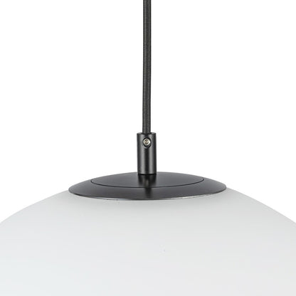 Kuzco Marco 16" (196" Wire) Socket Pendant, Black/Opal Glass