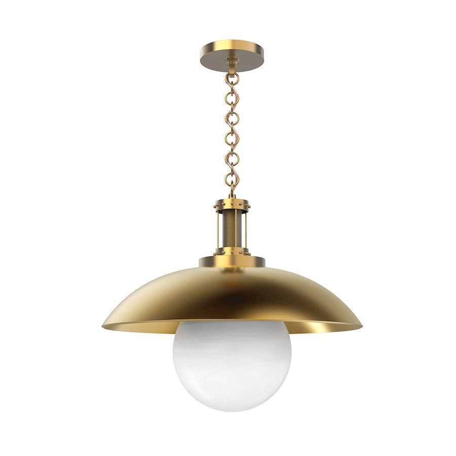 Alora Oviatt 1 Light Pendant, Vintage Brass/Opal - PD351401VB