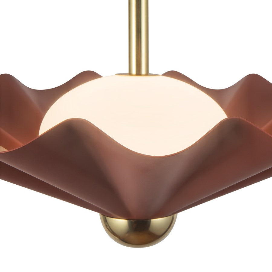 Kuzco Furrow 16" Red Dimmable LED Pendant, Burgundy