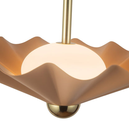 Kuzco Furrow 16" Red Dimmable LED Pendant, Peach