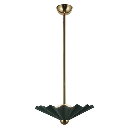 Kuzco Furrow 16" Green Dimmable LED Pendant, Pine Green