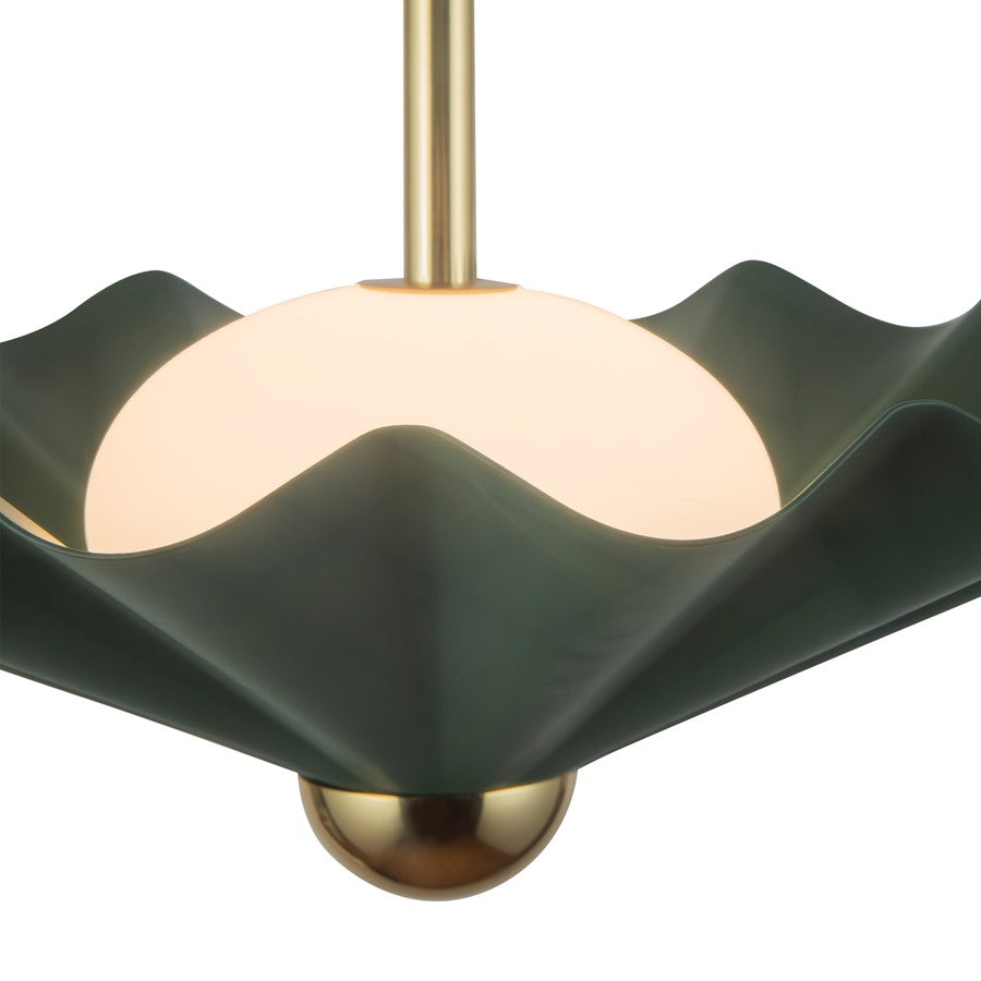Kuzco Furrow 16" Green Dimmable LED Pendant, Pine Green