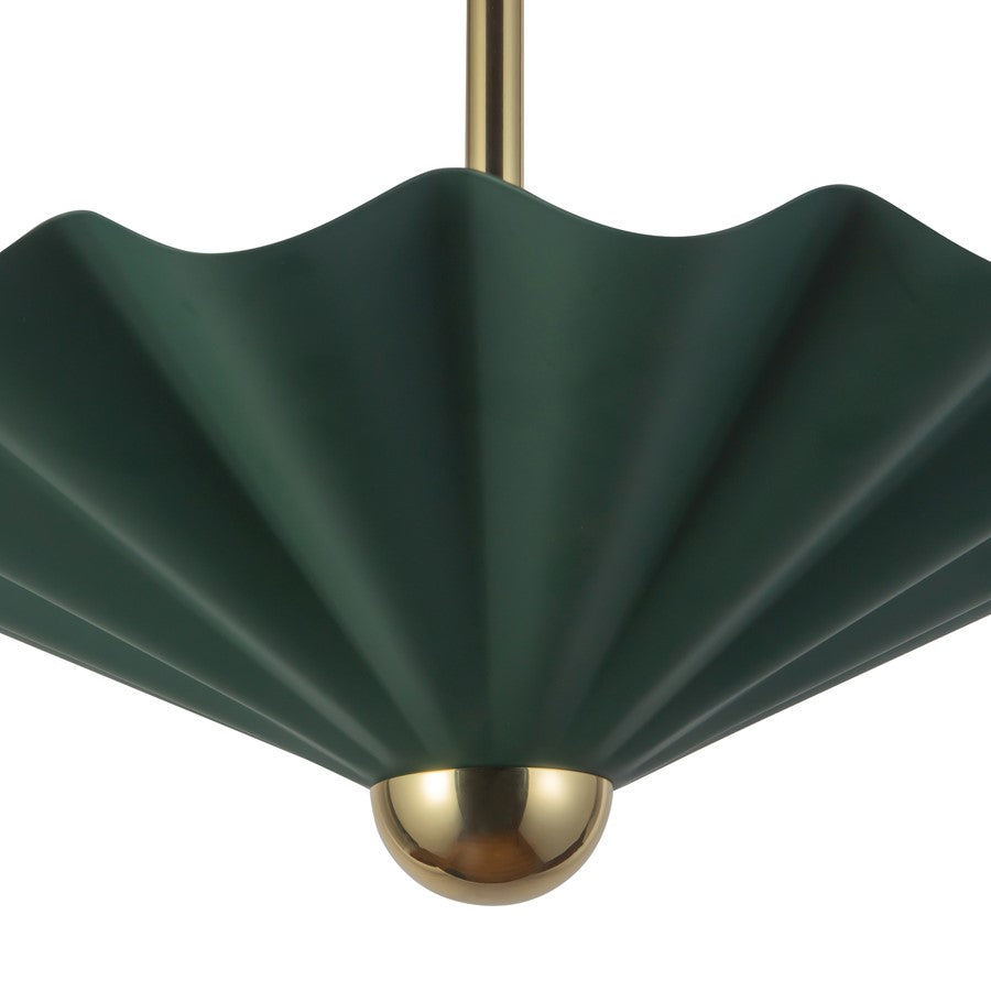 Kuzco Furrow 16" Green Dimmable LED Pendant, Pine Green