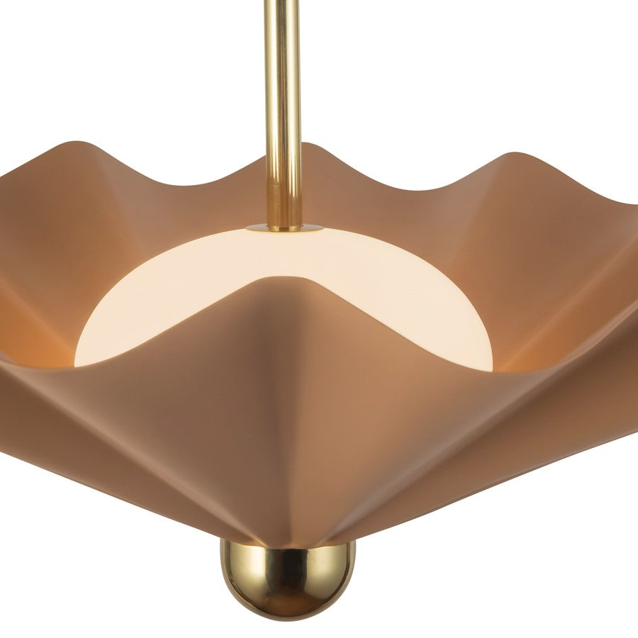 Kuzco Furrow 25" Red Dimmable LED Pendant, Peach