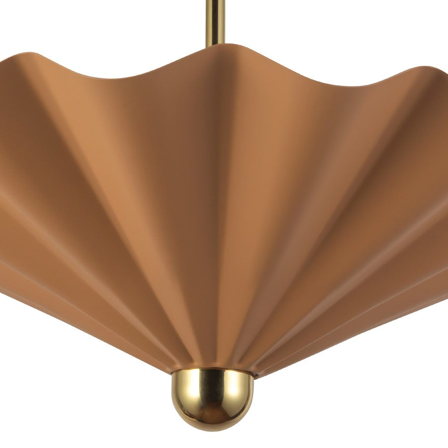 Kuzco Furrow 25" Red Dimmable LED Pendant, Peach