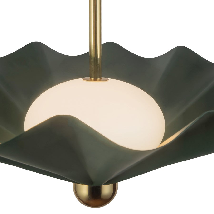 Kuzco Furrow 25" Green Dimmable LED Pendant, Pine Green
